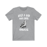 Just A Boy Who Loves Owls Birds Shirt, Owl Lover Shirt, Birding Shirt, Owl Lover Gift, Animal Adult Kids T-Shirt Image 1