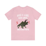 Just A Girl Who Loves Triceratops Dinosaur Shirt, Triceratops Lover Shirt, Dinosaur Lover Gift, Triceratops Gift Adult Toddler Kids T-Shirt Image 4