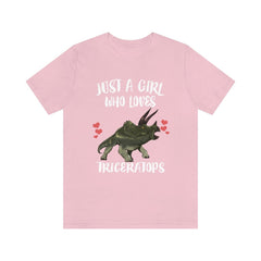 Just a girl who loves triceratops three-horned Cretaceous dinosaur tee