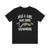 Just A Girl Who Loves Salamanders Shirt, Salamander Lover Shirt, Lizard Shirt, Animal Lover Shirt, Adult Toddler Infant Kids Gift T-Shirt Image 1