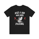 Just A Boy Who Loves Pigeons Shirt, Pigeon Lover Shirt, Birding Shirt, Pigeon Lover, Animal Adult Kids Shirt Image 1