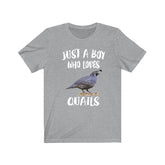 Just A Boy Who Loves Quails Shirt, Quail Lover Shirt, Quail Shirt, Birding Lover Gift, Animal Shirt Image 1