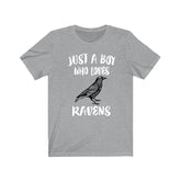 Just A Boy Who Loves Ravens Shirt, Raven Lover Shirt, Birding Shirt, Raven Lover Gift, Animal Shirt Image 1