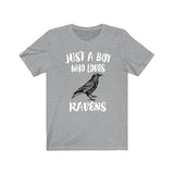 Just A Boy Who Loves Ravens Shirt, Raven Lover Shirt, Birding Shirt, Raven Lover Gift, Animal Shirt Image 1