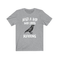 Just a boy who loves ravens mythological intelligent corvid bird tee