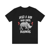 Just A Boy Who Loves Rhinos Shirt, Rhino Lover Shirt, Rhino Shirt, Rhino Lover Gift, Animal Shirt Image 1