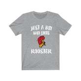 Just A Boy Who Loves Roosters Chicken Shirt, Rooster Lover Shirt, Rooster Shirt, Rooster Lover Gift, Animal Shirt Image 1
