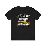 Just A Boy Who Loves Rubber Chicken Shirt, Rubber Chicken Lover Shirt, Rubber Chicken Shirt, Chicken Lover Gift, Animal Shirt Image 1