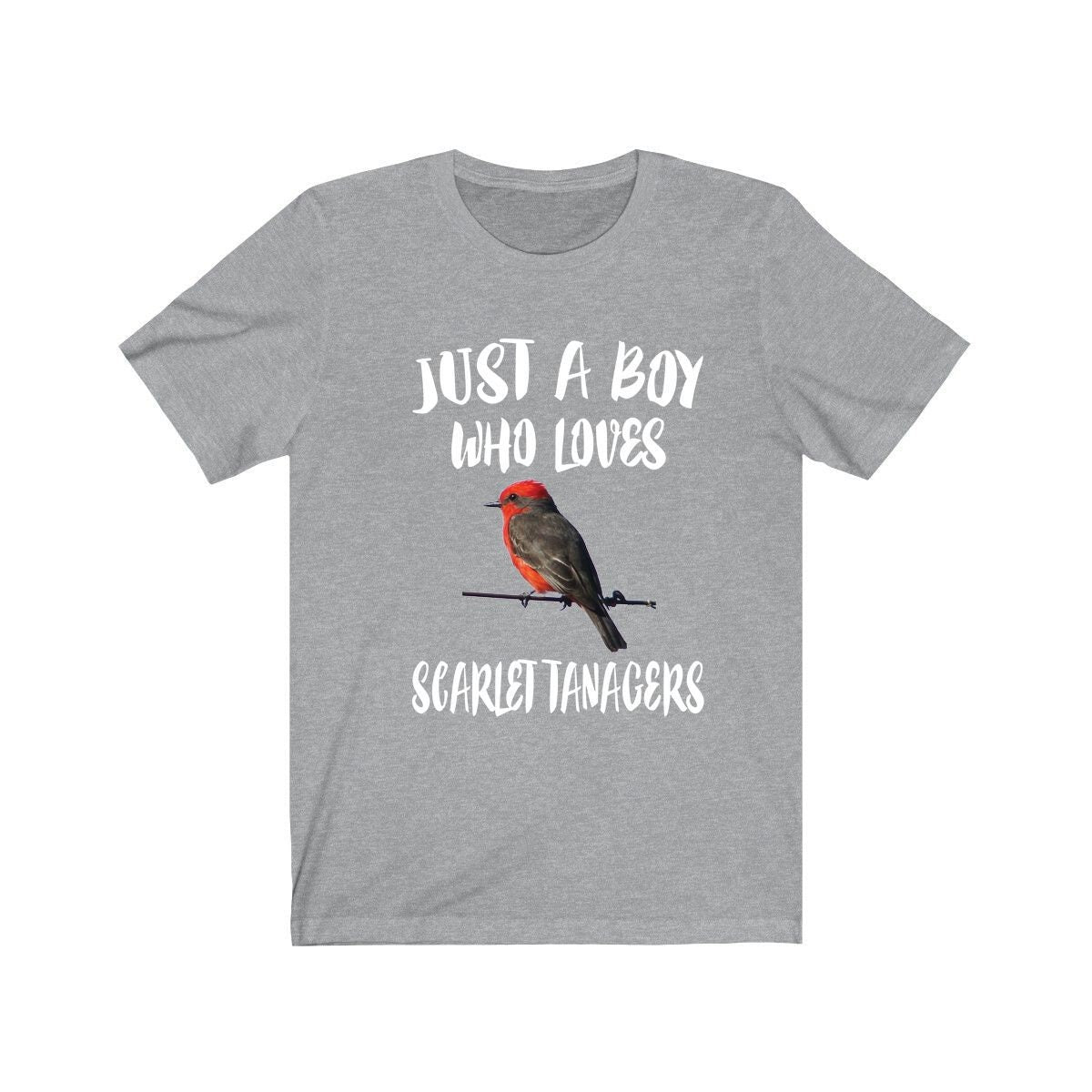 Just A Boy Who Loves Scarlet Tanagers Shirt, Scarlet Tanagers Lover Shirt, Birding Shirt, Bird Lover Gift, Animal Shirt Image 1
