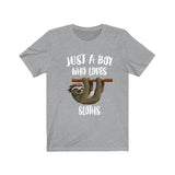 Just A Boy Who Loves Sloths Shirt, Sloth Lover Shirt, Sloth Shirt, Sloth Lover Gift, Animal Shirt Image 1