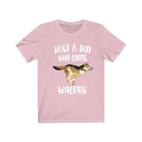 Just A Boy Who Loves Wolves Wolf Shirt, Wolf Lover Shirt, Wolf Shirt, Wolf Lover Gift, Animal Shirt Image 4