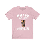 Just A Boy Who Loves Woodpeckers Shirt, Woodpecker Lover Shirt, Birding Shirt, Bird Lover Gift, Animal Shirt Image 4