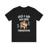 Just A Boy Who Loves Pomeranians Dog Shirt, Pomeranian Lover Shirt, Pomeranian Shirt, Dog Lover Gift, Animal Adult Kids T-Shirt Image 1
