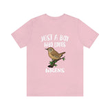 Just A Boy Who Loves Wrens Birds Shirt, Wren Lover Shirt, Birding Shirt, Bird Gift, Animal Adult Kids T-Shirt Image 4