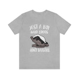Just A Boy Who Loves Honey Badgers Shirt, Honey Badger Lover Shirt, Honey Badger Shirt, Badger Gift, Animal Adult Kids T-Shirt Image 2