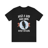 Just A Boy Who Loves Bald Eagles Bird Shirt, Bald Eagle Lover Shirt, Birding Shirt, Eagle Shirt, Animal Adult Kids T-Shirt Image 1
