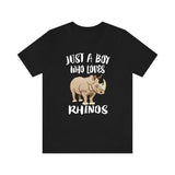 Just A Boy Who Loves Rhinos Shirt, Rhino Lover Shirt, Rhino Shirt, Rhino Gift, Animal Adult Kids T-Shirt Image 1