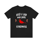 Just A Boy Who Loves Cardinals Birds Shirt, Cardinal Lover Shirt, Birding Shirt, Cardinal Lover Gift, Animal Adult Kids T-Shirt Image 1