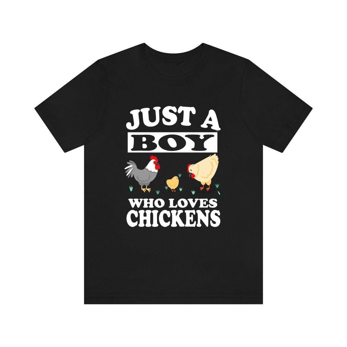 Just A Boy Who Loves Chickens Shirt, Chicken Lover Shirt, Chicken Shirt, Chicken Owner Gift, Animal Adult Kids T-Shirt Image 1