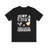 Just A Boy Who Loves Chickens Shirt, Chicken Lover Shirt, Chicken Shirt, Chicken Owner Gift, Animal Adult Kids T-Shirt Image 1