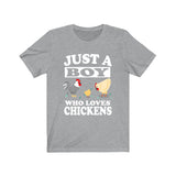 Just A Boy Who Loves Chickens Shirt, Chicken Lover Shirt, Chicken Shirt, Chicken Owner Gift, Animal Adult Kids T-Shirt Image 3