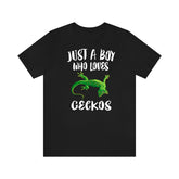 Just A Boy Who Loves Geckos Lizards Shirt, Gecko Lover Shirt, Gecko Shirt, Lizard Lover Gift, Animal Adult Kids T-Shirt Image 1