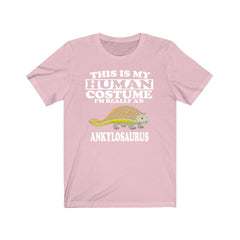 This is my human costume I am really an ankylosaurus armored dino tee