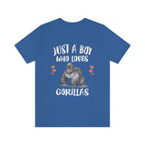 Just A Boy Who Loves Gorillas Shirt, Gorilla Lover Shirt, Gorilla Gift, Gorilla Shirt, Adult Kids Animal T-Shirt Image 2
