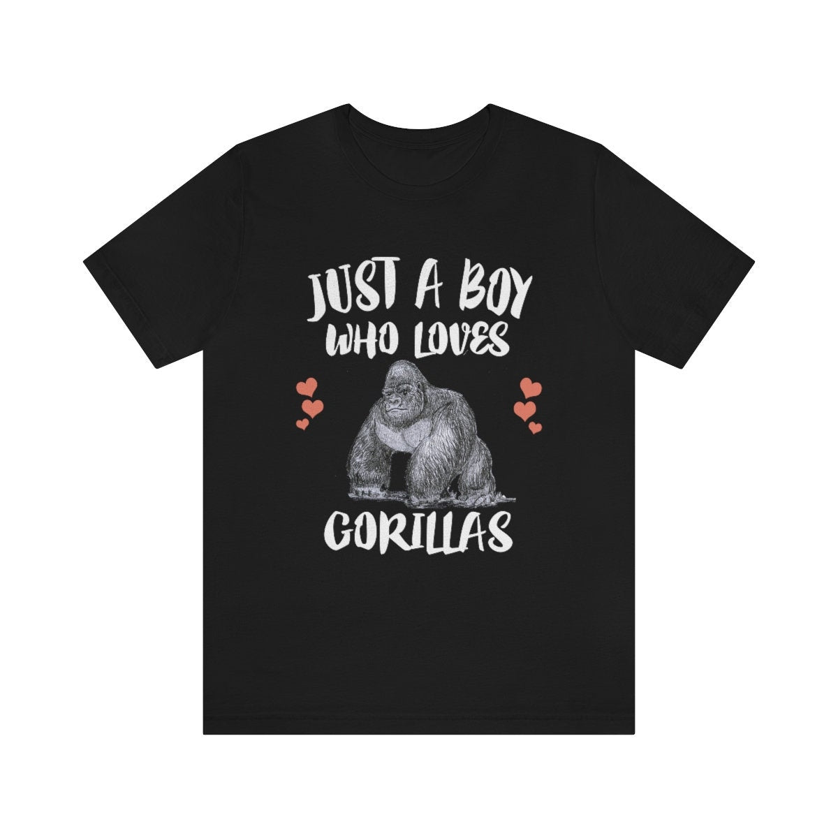 Just A Boy Who Loves Gorillas Shirt, Gorilla Lover Shirt, Gorilla Gift, Gorilla Shirt, Adult Kids Animal T-Shirt Image 1