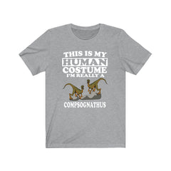 This is my human costume I am really a compsognathus tiny dinosaur tee