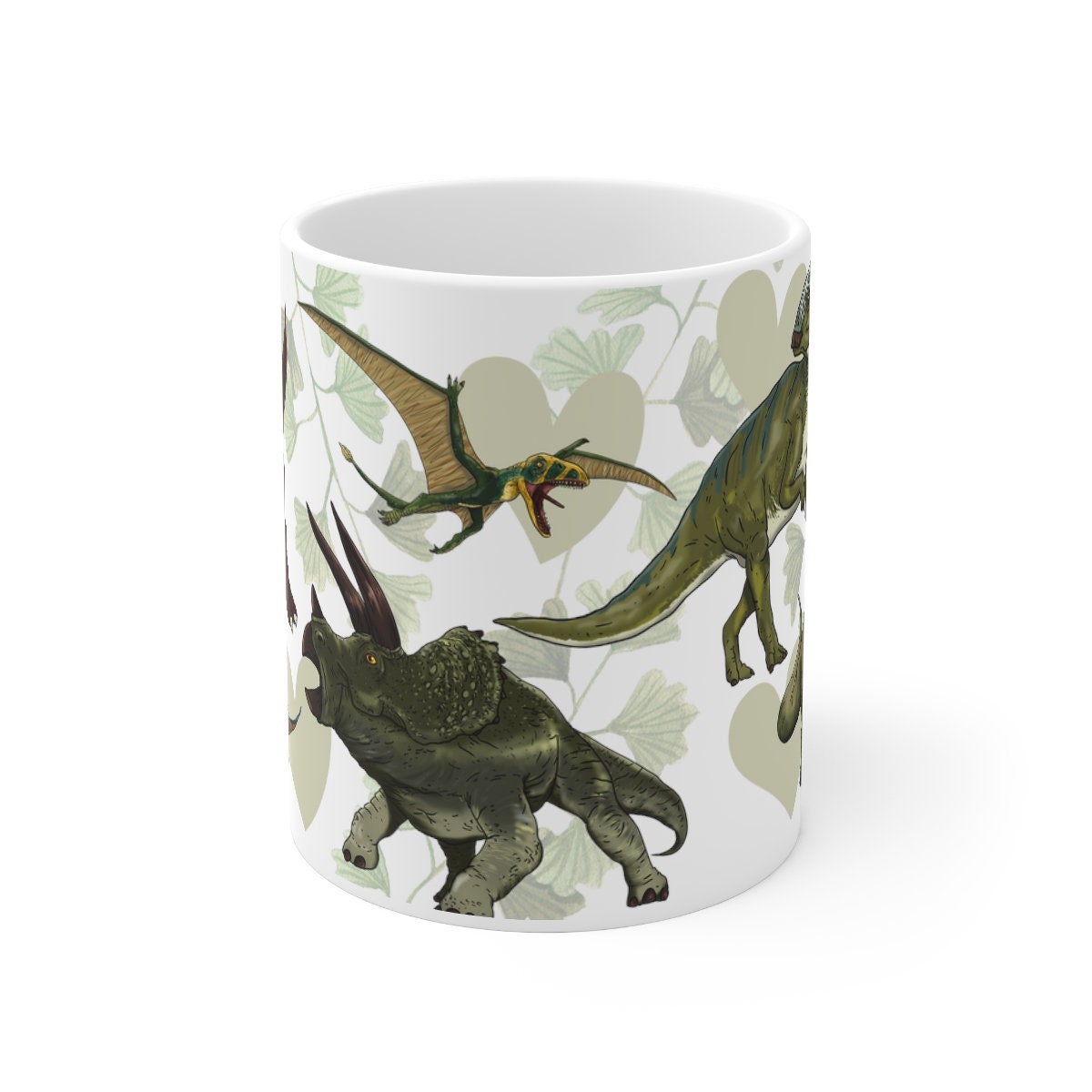 Dinosaur Triceratops Quetzalcoatlus Brachiosaurus Parasaurolophus Allosaurus Pterodactyl Mug Gift Image 1
