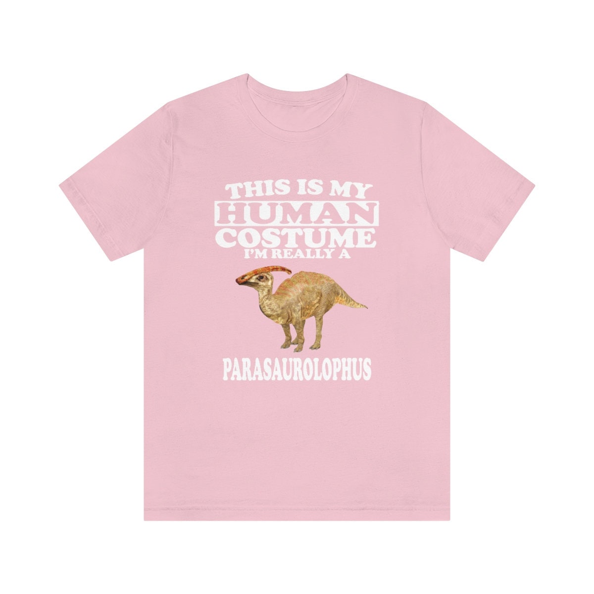 This is my human costume I am really a parasaurolophus dinosaur tee