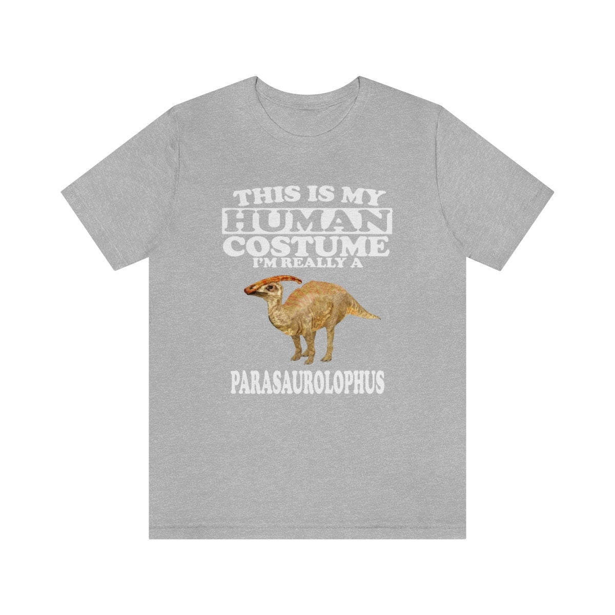 This is my human costume I am really a parasaurolophus dinosaur tee
