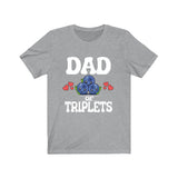 Dad Of Triplets Shirt, Dad Of Triplets Gift, Triplet Dad Father Blueberries T-Shirt Image 3