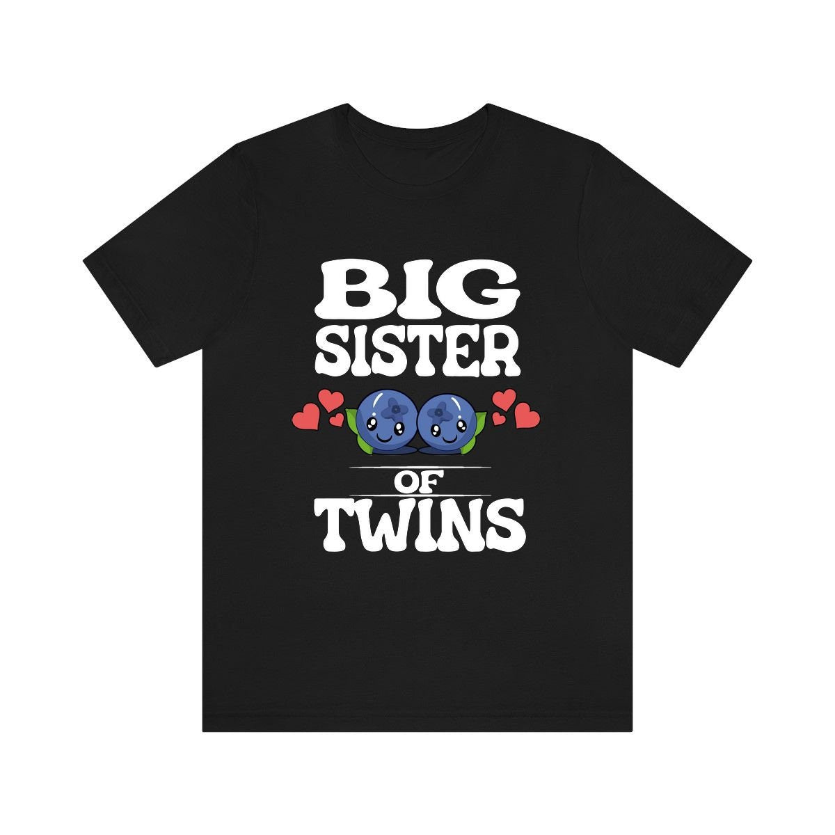 Big Sister Of Twins Shirt, Big Sister Of Twins Gift, Sister Of Twins Shirt, Blueberries New Baby Announcement T-Shirt Image 1