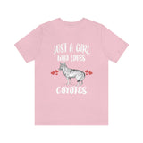 Just A Girl Who Loves Coyotes Shirt, Coyote Shirt, Coyote Lover Gift Animal Lover Adult Toddler Infant Kids Gift T-Shirt Image 1