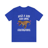 Just A Boy Who Loves Ceratosaurus Dinosaur Shirt, Ceratosaurus Lover Shirt, Ceratosaurus Shirt, Dinosaur Lover Shirt, Dinosaurs Adult Kids Image 3