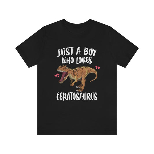 Just a boy who loves ceratosaurus Jurassic horned theropod dinosaur tee