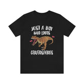 Just A Boy Who Loves Ceratosaurus Dinosaur Shirt, Ceratosaurus Lover Shirt, Ceratosaurus Shirt, Dinosaur Lover Shirt, Dinosaurs Adult Kids Image 1