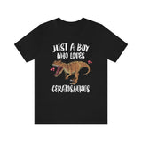 Just A Boy Who Loves Ceratosaurus Dinosaur Shirt, Ceratosaurus Lover Shirt, Ceratosaurus Shirt, Dinosaur Lover Shirt, Dinosaurs Adult Kids Image 1