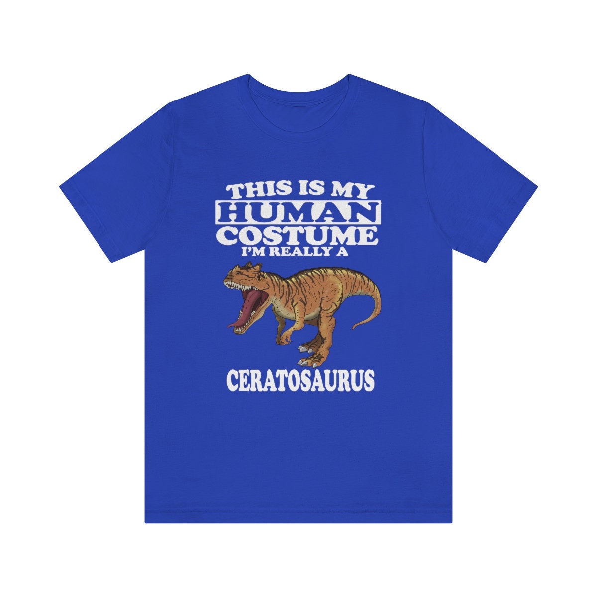 This is my human costume I am really a ceratosaurus horned theropod tee