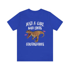 Just a girl who loves ceratosaurus horned Jurassic theropod tee
