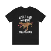 Just A Girl Who Loves Ceratosaurus Dinosaur Shirt, Ceratosaurus Lover Shirt, Ceratosaurus Shirt, Dinosaur Lover Shirt, Dinosaurs Adult Kids Image 1