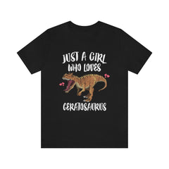 Just a girl who loves ceratosaurus horned Jurassic theropod tee