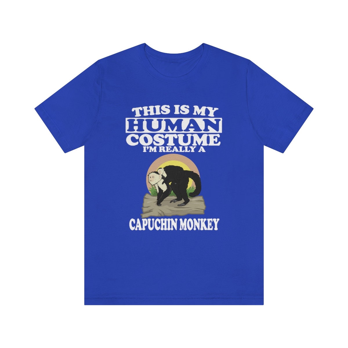 This is my human costume I am really a capuchin monkey primate tee
