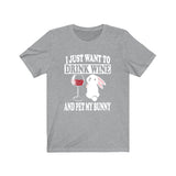 I Just Want To Drink Wine And Pet My Bunny Rabbit Shirt, Bunny Lover Shirt, Bunny Shirt, Bunny Boy Girl Shirt Image 3