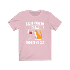 I Just Want To Drink Wine And Pet My Cat Shirt - cat print design