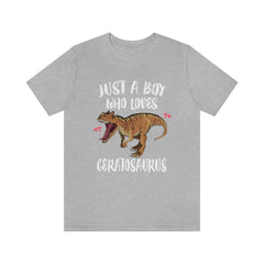 Just a boy who loves ceratosaurus Jurassic horned theropod dinosaur tee
