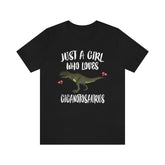 Just A Girl Who Loves Giganotosaurus Dinosaur Shirt, Giganotosaurus Lover Shirt, Giganotosaurus Shirt, Dinosaur Lover Shirt, Adult Kids Image 1