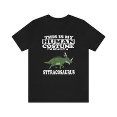 This is my human costume I am really a styracosaurus ceratopsian dino tee